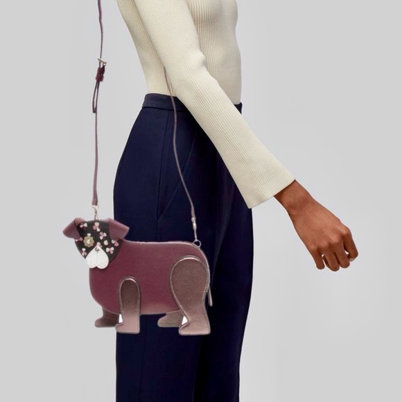 Kate Spade Burgundy Leather Flower Dog Crossbody Bag - Picture 11 of 12